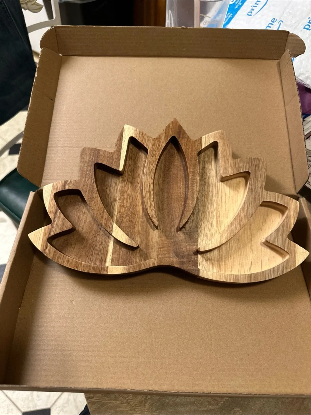Lotus Crystals /Jewlelry display tray - Natural Wood Home Wall Decor